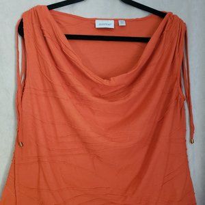 Textured orange sleeveless top